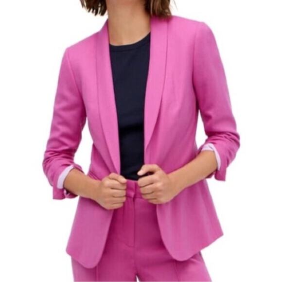 J. CREW Petite Regent Blazer Wool Vivid Fuchsia Pink Sz 4 {O35} - Picture 2 of 7